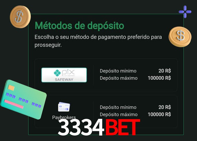 O cassino 3334bet oferece uma grande variedade de métodos de pagamento